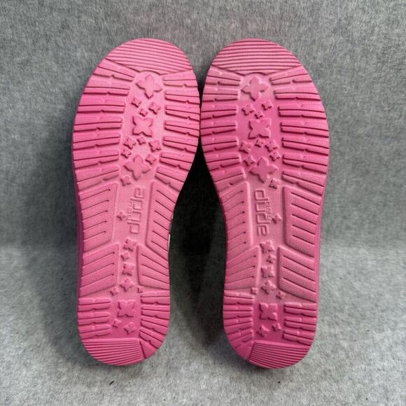 Hey Dude Shoes Youth 4 Wendy White Pink Slip On Heart Print Comfort Shoes New - Picture 8 of 10